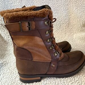 Brown Lace-Up Women's Boots